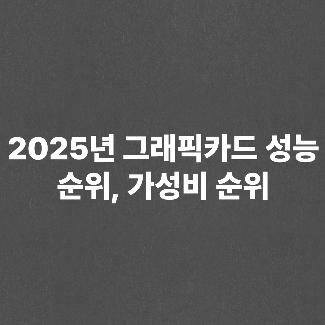 2025년 그래픽카드 성능 순위, 가성비 그래픽카드 순위