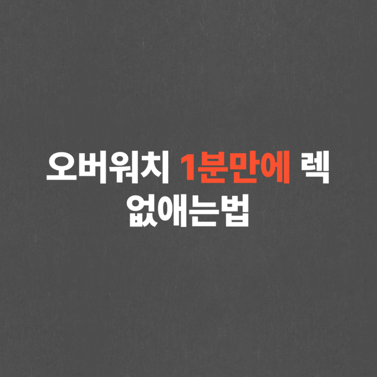 오버워치 렉 줄이기, 오버워치 최적화 방법 5가지