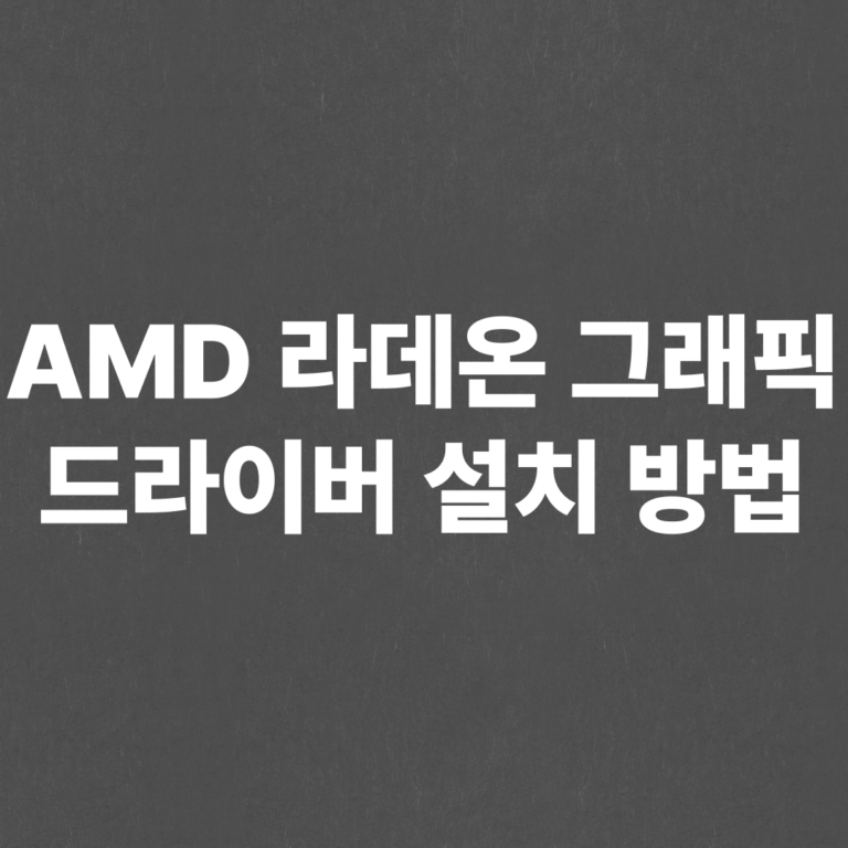 AMD 라데온 그래픽 드라이버 설치 방법