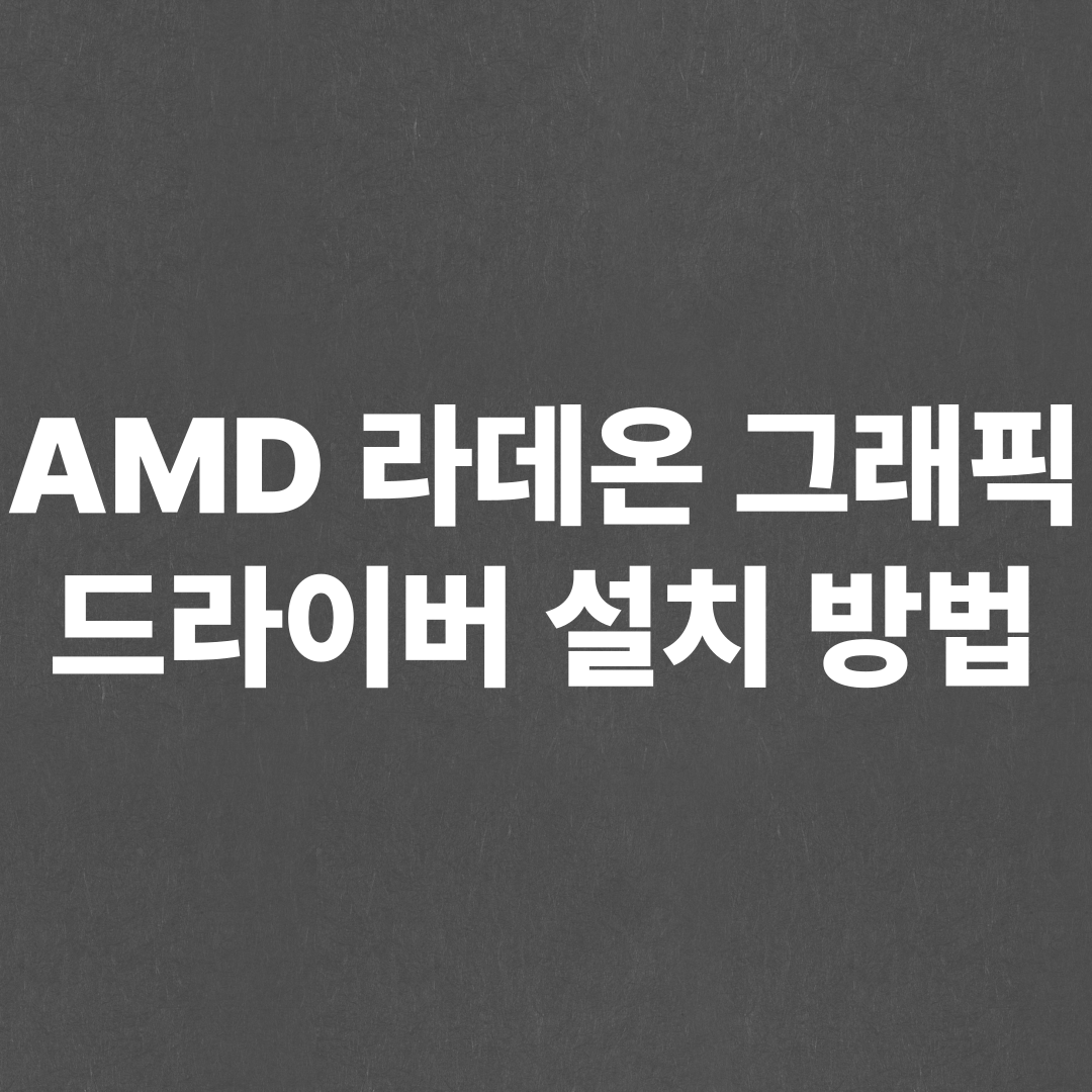 AMD 라데온 그래픽 드라이버 설치 방법