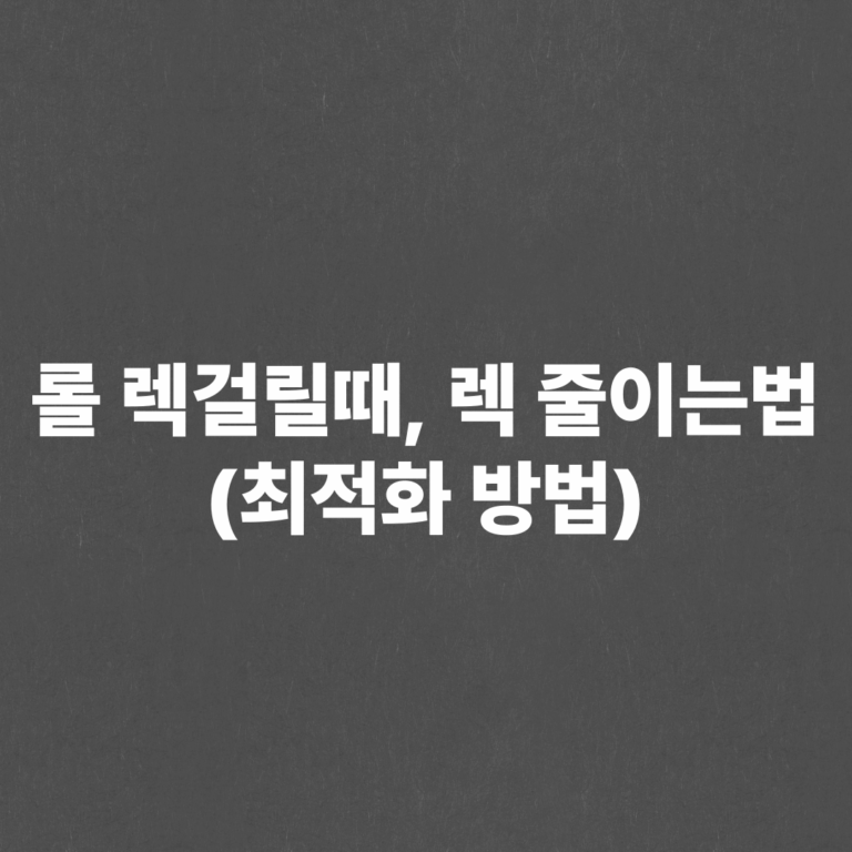 롤 렉걸릴때, 롤 렉 줄이는법 3가지 (롤 최적화 설정 방법)