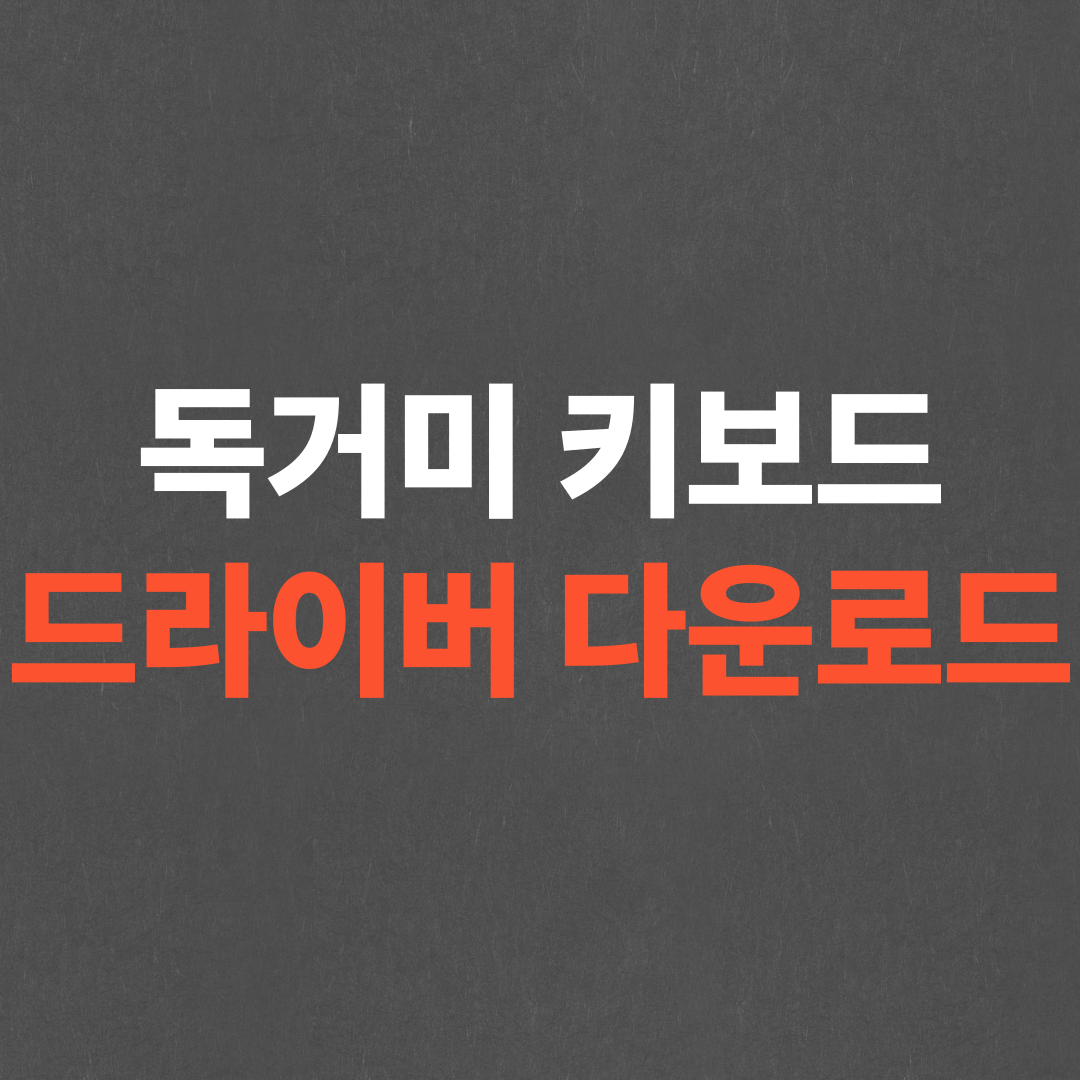 독거미 키보드 드라이버 다운로드, 사용 방법