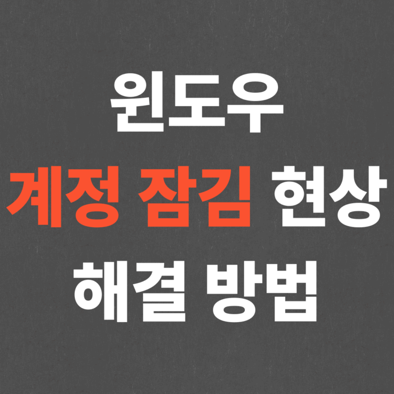 초간단 윈도우 계정 잠김 현상 해결 방법!!