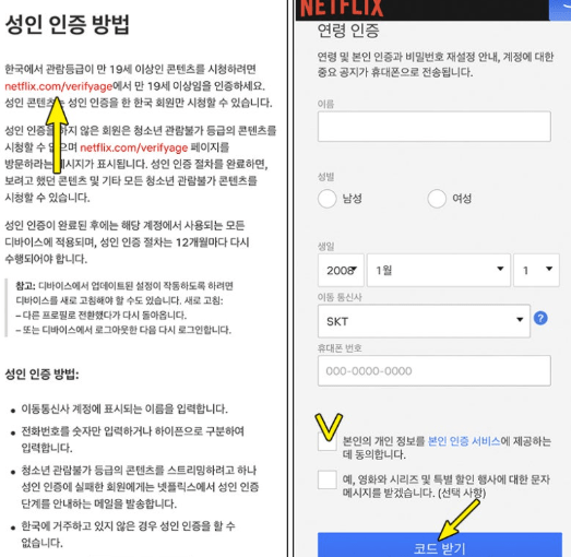 초간단 넷플릭스 연령인증 방법